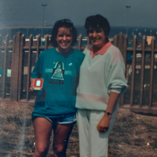 Petra (left) and Maureen (right) stood together at the Great North Run